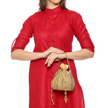 myDsGifts Women's Embellished Lotus Potli Bag 4