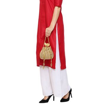 myDsGifts Women's Embellished Lotus Potli Bag 5