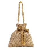 myDsGifts Women's Sequin Work Embellished Partywear Golden Potli