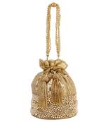 myDsGifts Women's Beads & Sequin Work Embellished Partywear Golden Potli