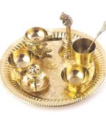 ROLIMOLI  Puja Thali with Diya for Home and Temple Also for gifting during Diwali, Navratri (7INCH) set of 8 items