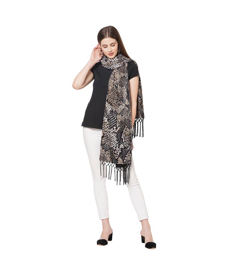 Snake Print Velvet Scarf
