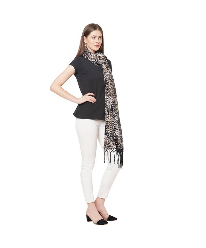 Snake Print Velvet Scarf