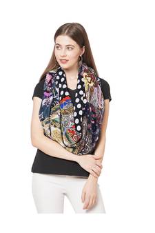Abstract Patchwork Print Velvet Scarf