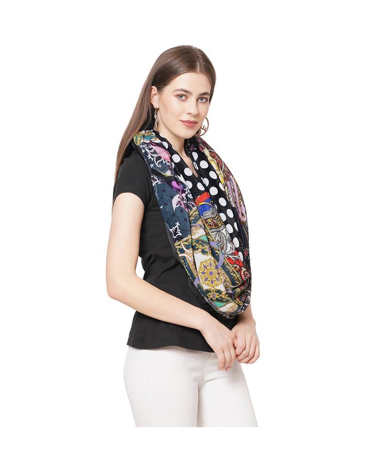 Abstract Patchwork Print Velvet Scarf