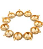 Rolimoli Handmade Pure Brass Kuber Diya Puja Brass Oil Lamp Set of 12 Kuber Diya (1.5 inch width)
