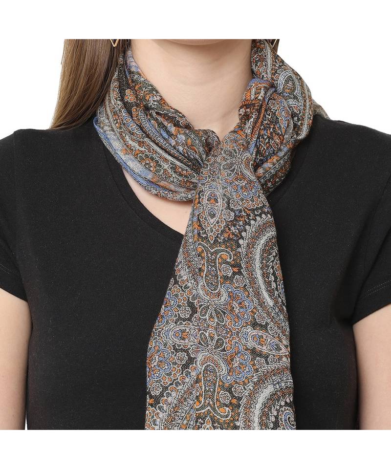 Green Paisley Metallic Scarf