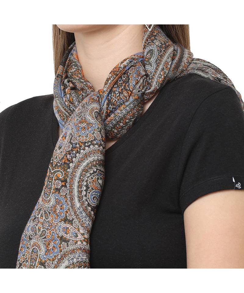 Green Paisley Metallic Scarf