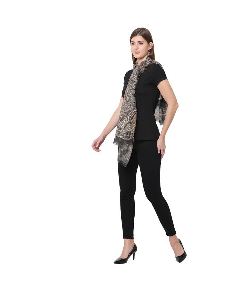 Green Paisley Metallic Scarf