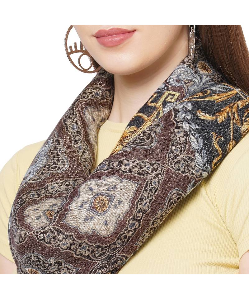 Mix Print Blue Metallic Scarf