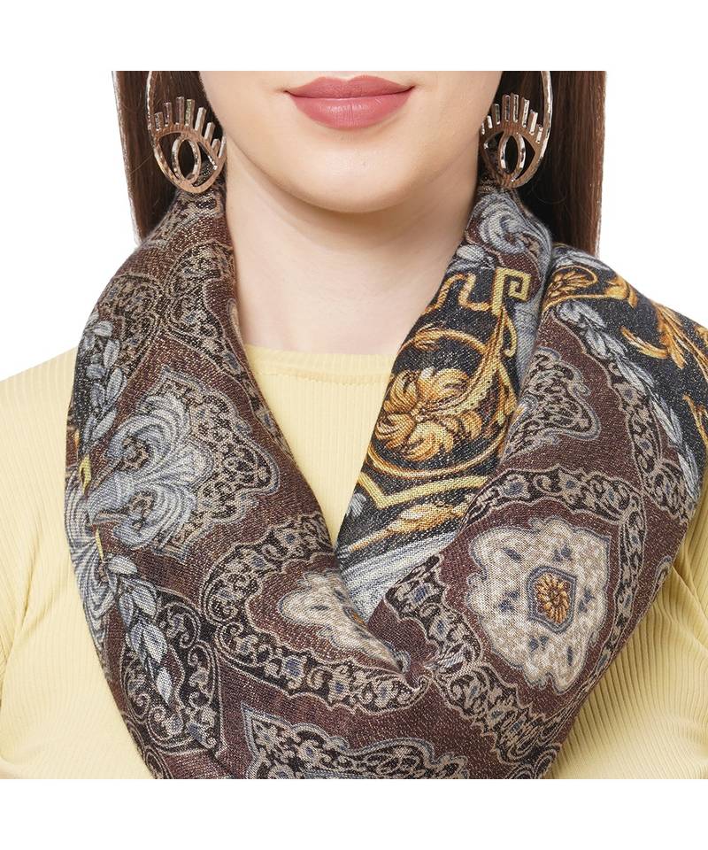 Mix Print Blue Metallic Scarf