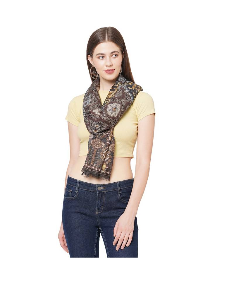 Mix Print Blue Metallic Scarf