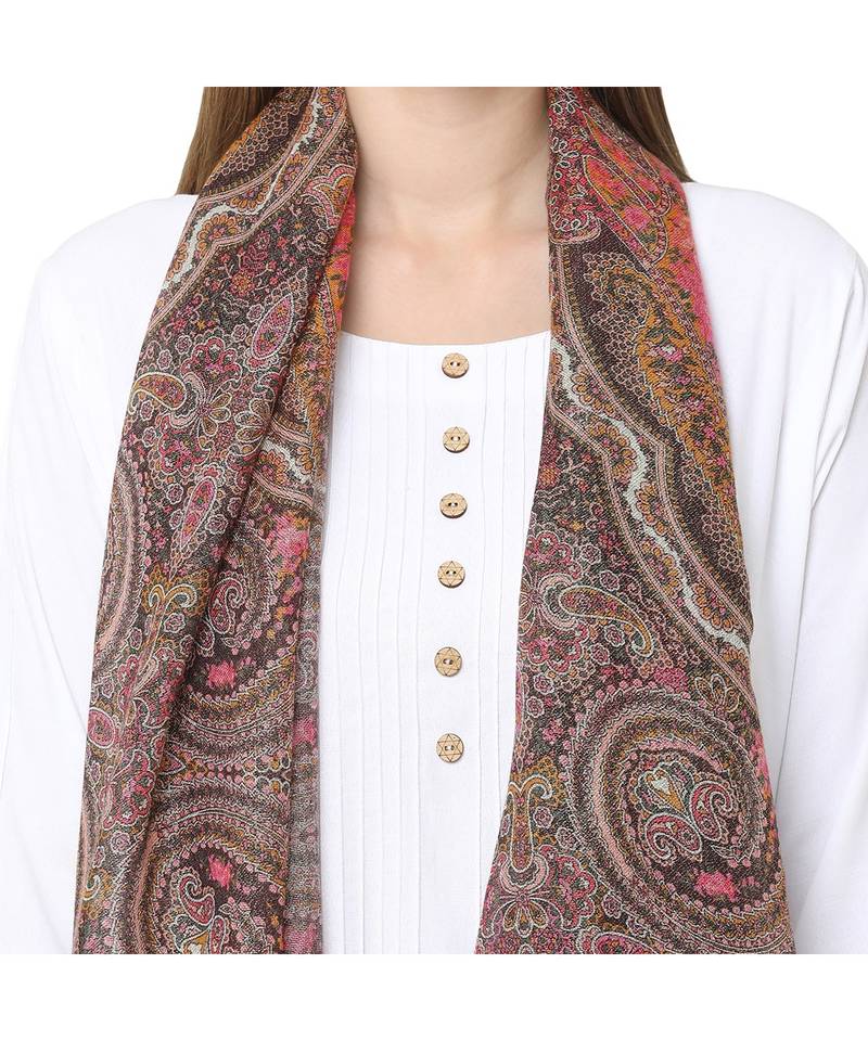 Pink Paisley Metallic Scarf