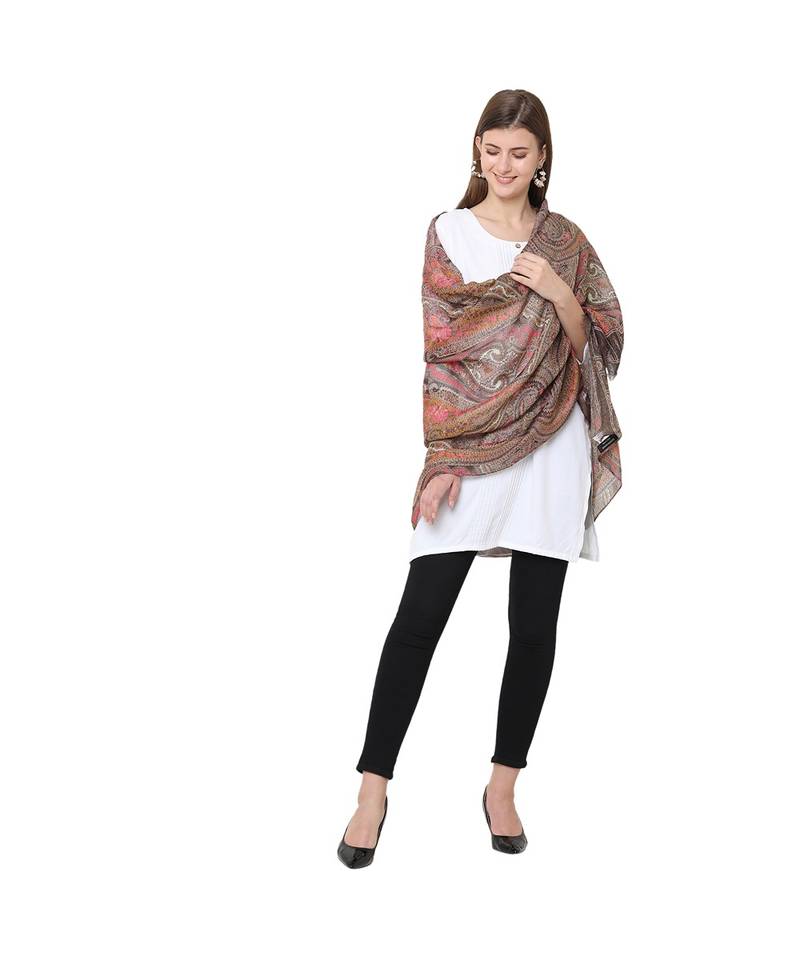 Pink Paisley Metallic Scarf