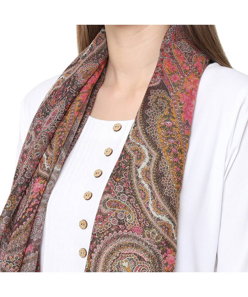 Pink Paisley Metallic Scarf