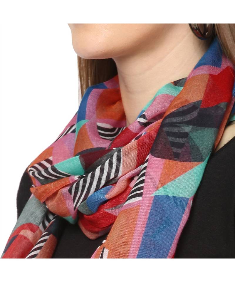Multicolor Geometrical Printed Scarf