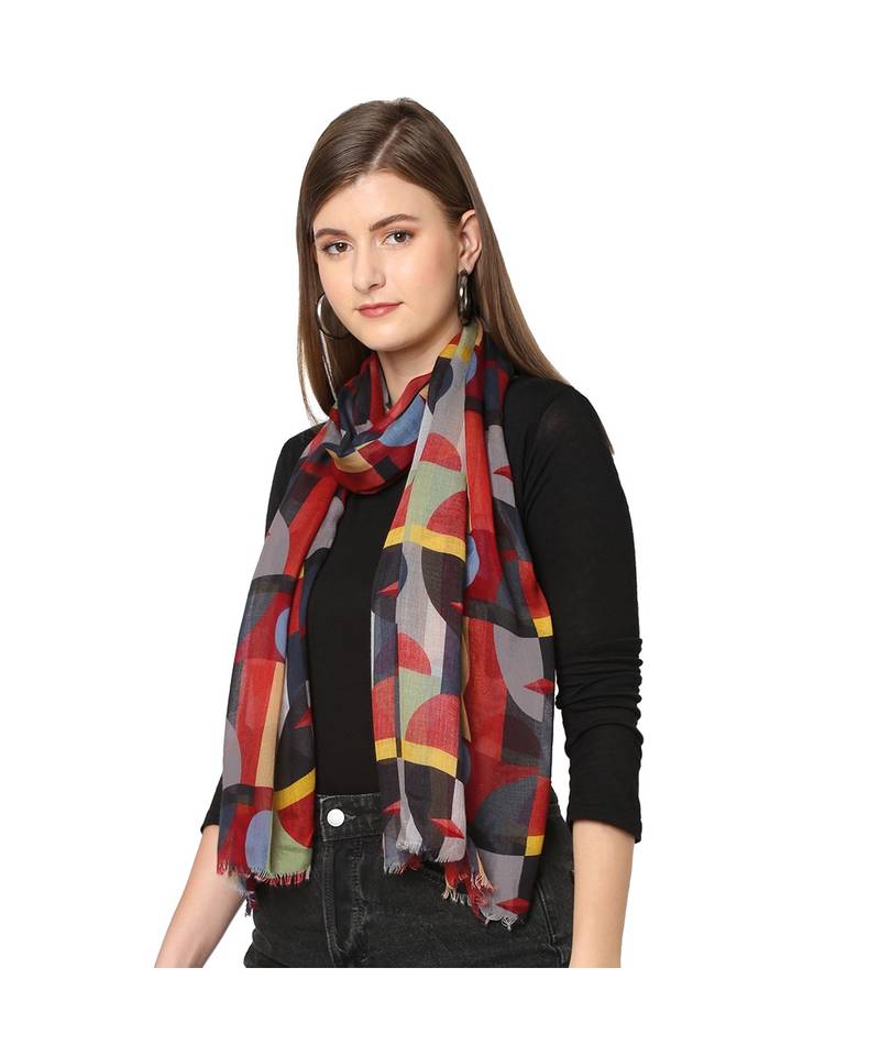 Multicolor Geometrical Printed Scarf