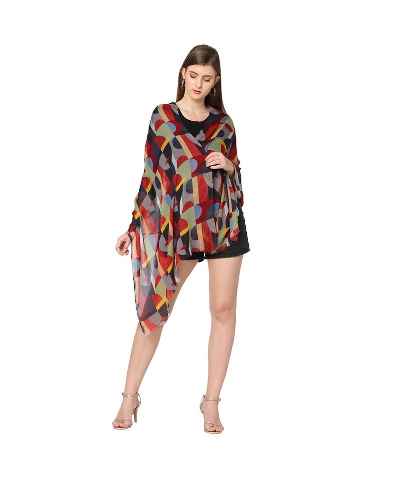 Multicolor Geometrical Printed Scarf