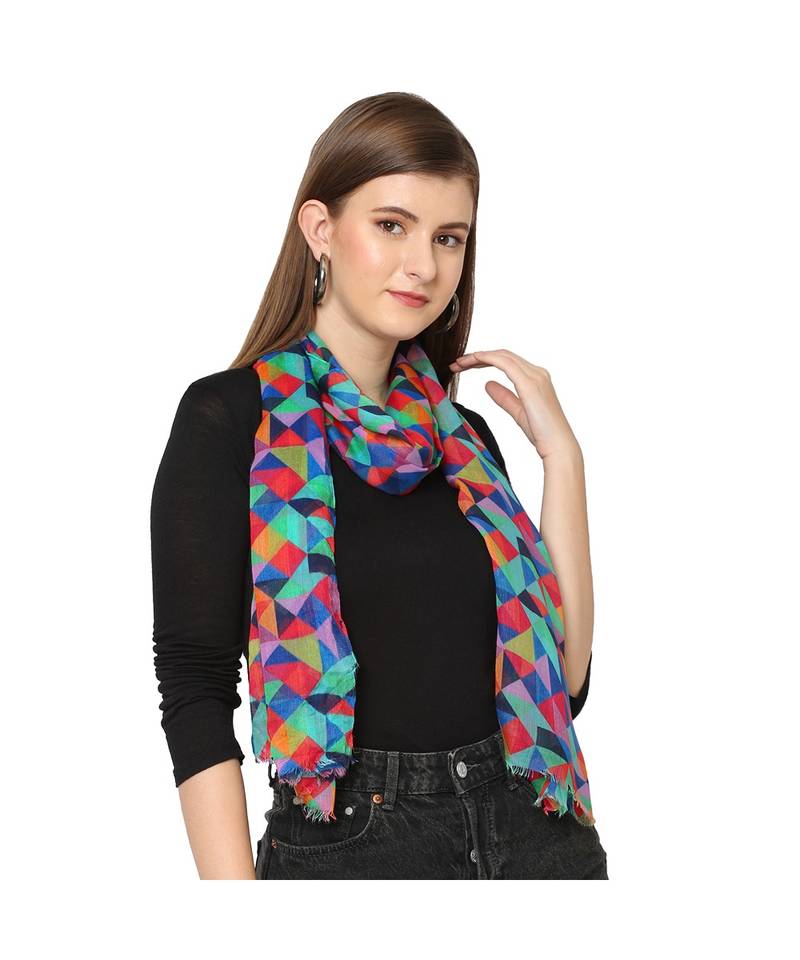 Multicolor Geometrical Printed Scarf