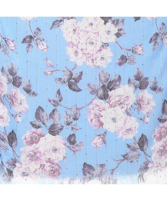 Blue Sequins Floral Printed Scarf 5