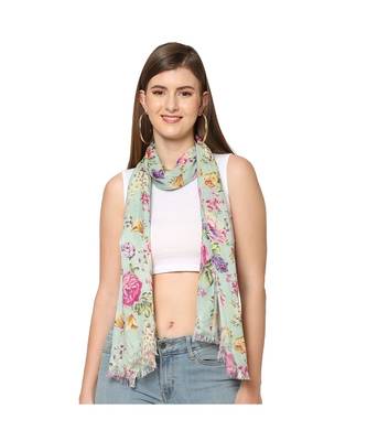 Teal Sequins Floral Printed Scarf 1