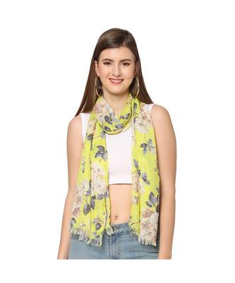 Yellow Sequins Floral Printed Scarf 1