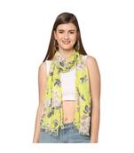 Yellow Sequins Floral Printed Scarf
