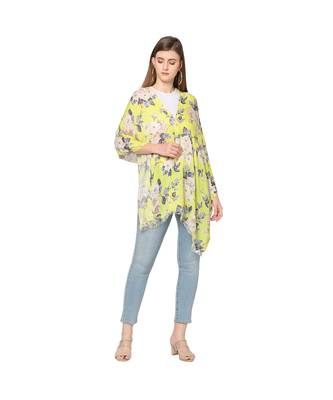 Yellow Sequins Floral Printed Scarf 4