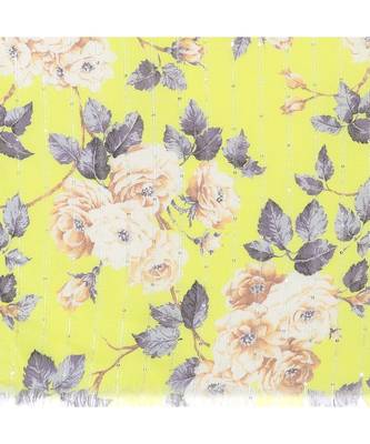 Yellow Sequins Floral Printed Scarf 5