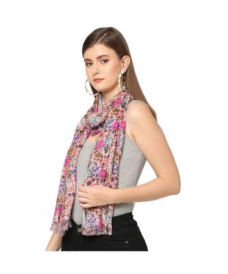 Baby Pink Sequins Floral Printed Scarf 2