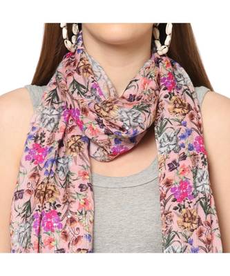 Baby Pink Sequins Floral Printed Scarf 3