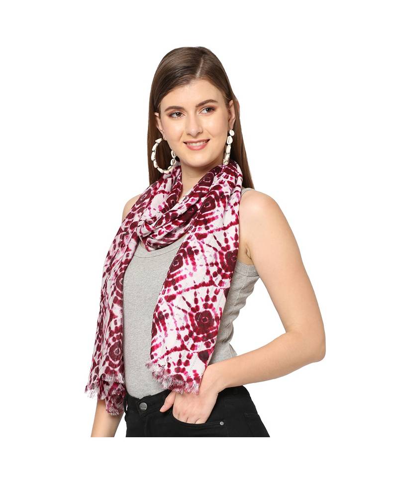 White Sequins Printed Scarf