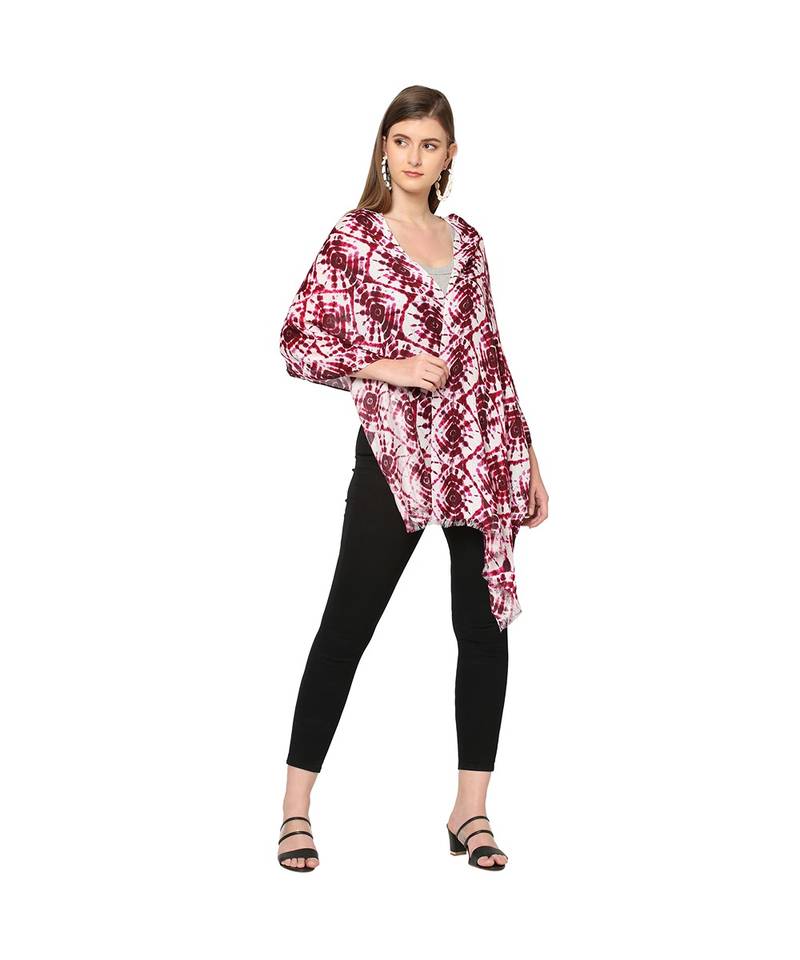 White Sequins Printed Scarf