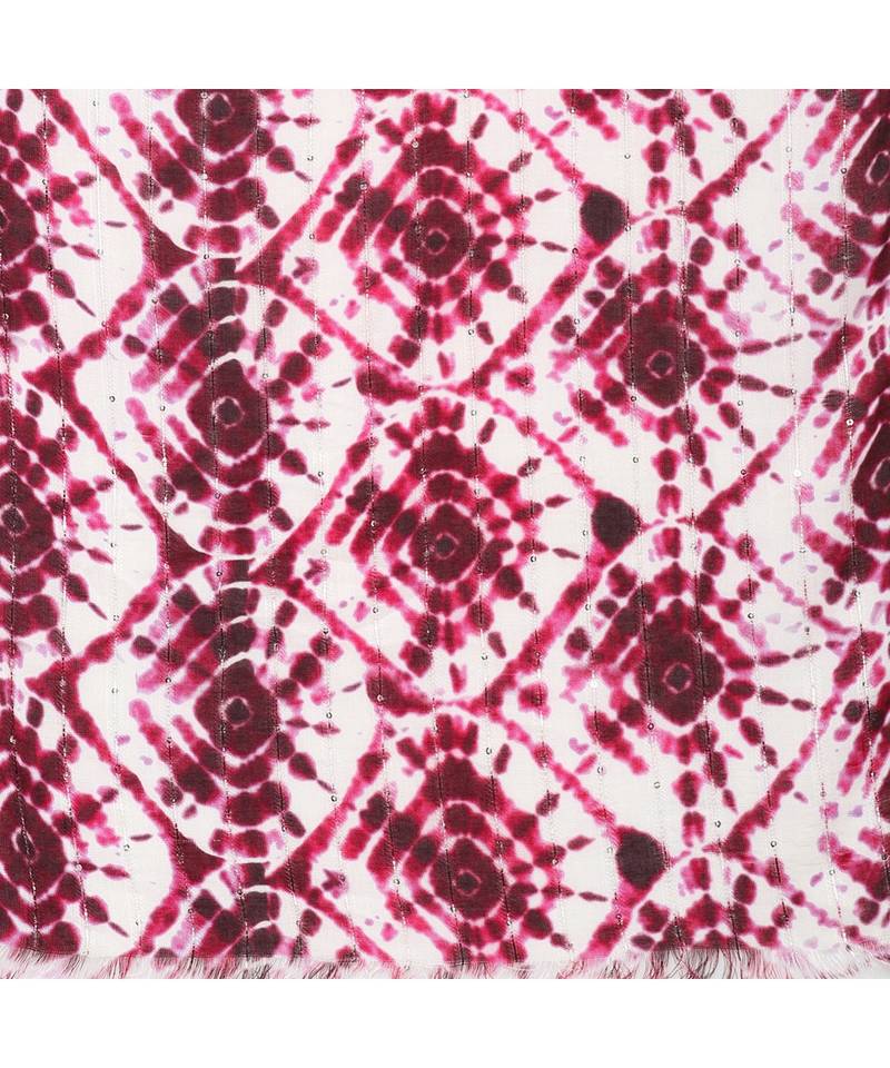 White Sequins Printed Scarf