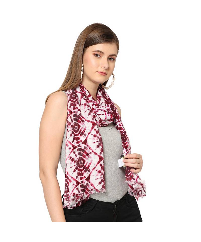 White Sequins Printed Scarf