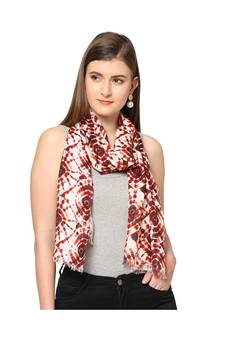 White Sequins Printed Scarf