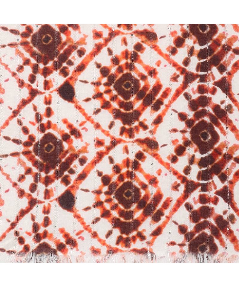 White Sequins Printed Scarf