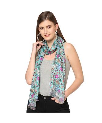 Green Sequins Floral printed Scarf 1