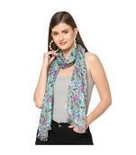 Green Sequins Floral printed Scarf