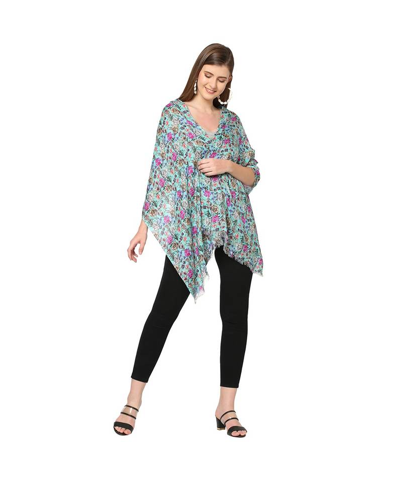 Green Sequins Floral printed Scarf