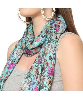 Green Sequins Floral printed Scarf 6