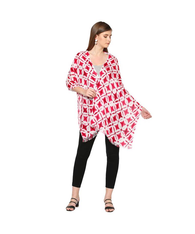 Pink Sequins Printed Scarf