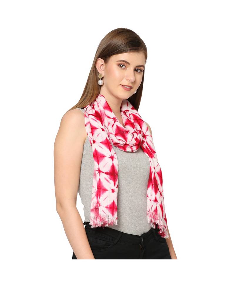 Pink Sequins Printed Scarf