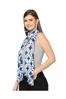 White Sequins Printed Scarf