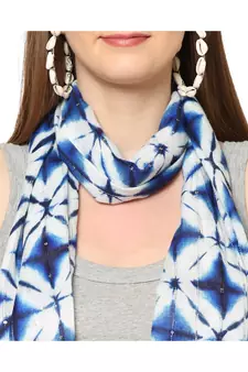 White Sequins Printed Scarf
