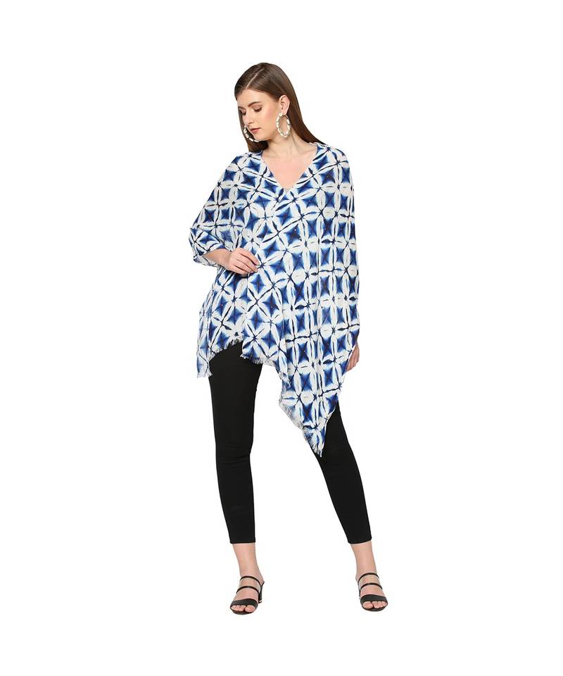 White Sequins Printed Scarf