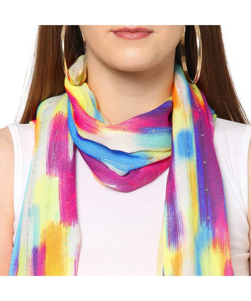 Multicolor Sequins  printed Scarf