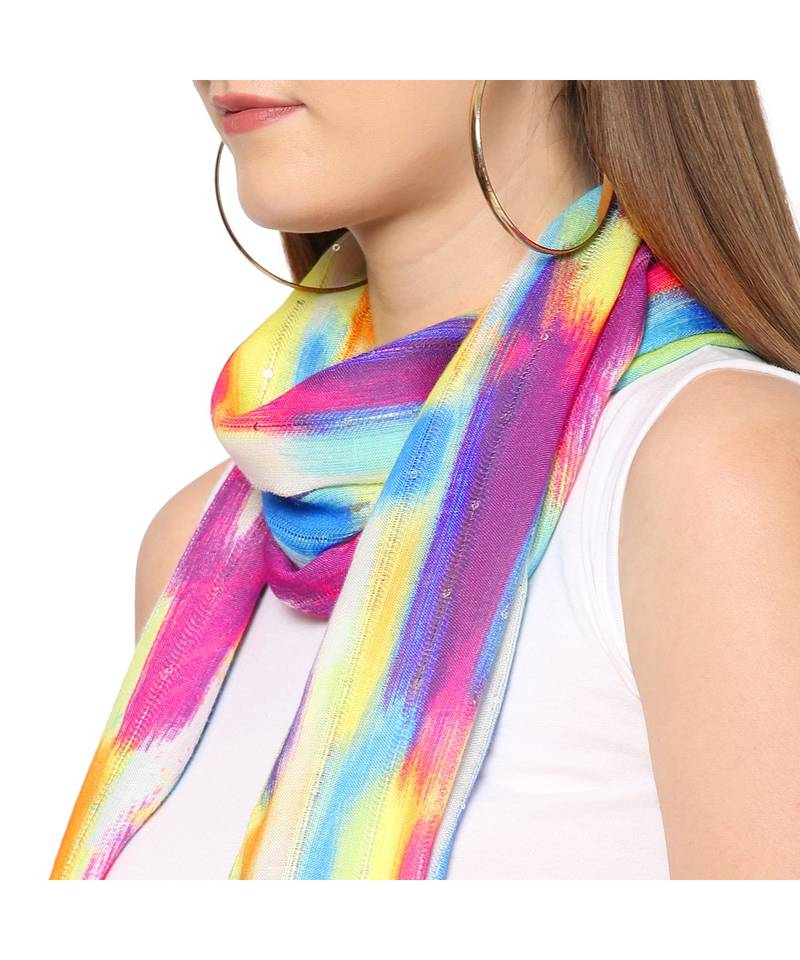 Multicolor Sequins  printed Scarf