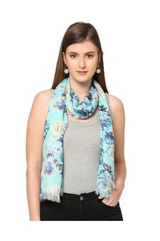 Green Sequins Floral printed Scarf
