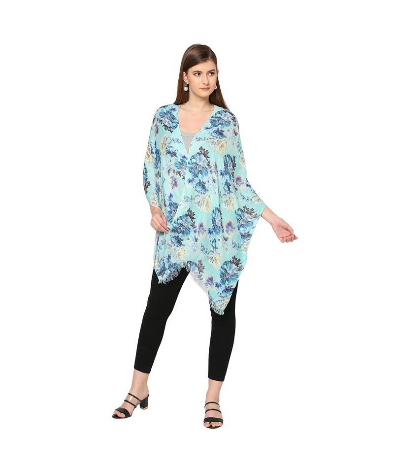 Green Sequins Floral printed Scarf